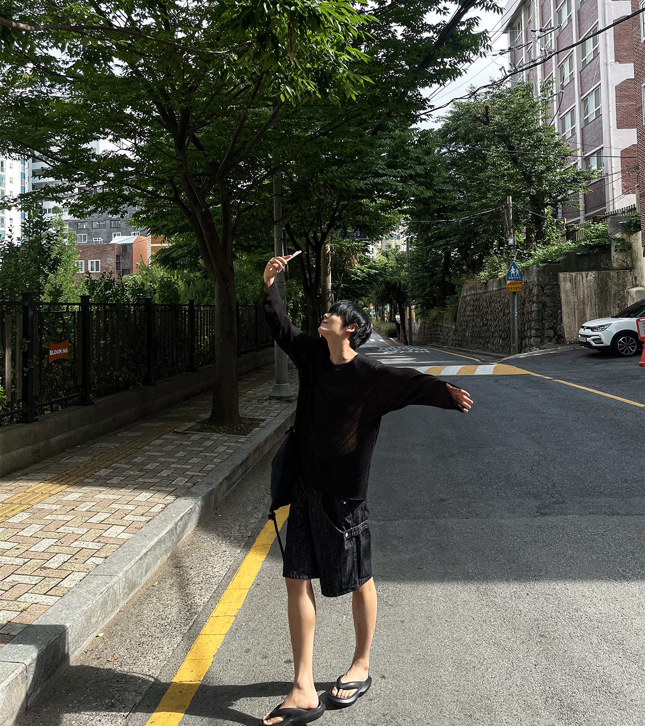 ノンフェードバミューダスナップデニムパンツ