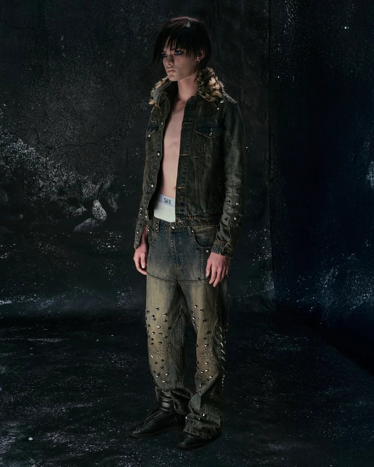 "MORE CHAOS" SPIKED JAPANESE DENIM SET - DENIM SET