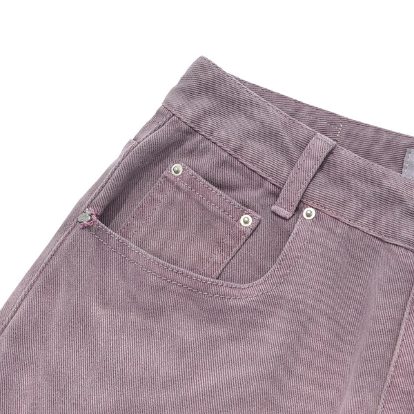 CHERRY GARMENT WASHING WIDE-FIT DENIM PANTS [PURPLE]