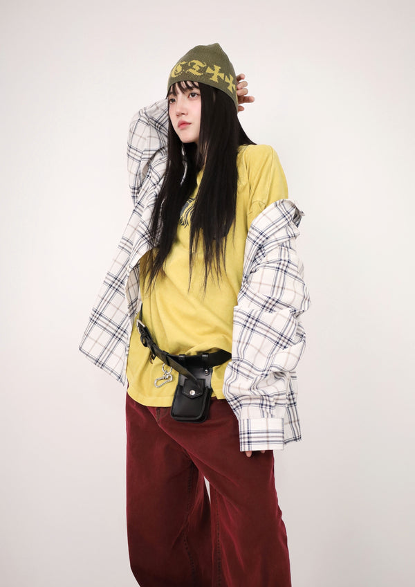 (UNISEX)Nerdy Oversized Checkered Shirt