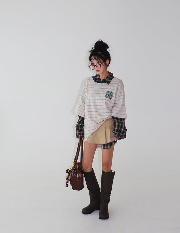 Lucky striped oversized fit short-sleeved T-shirt