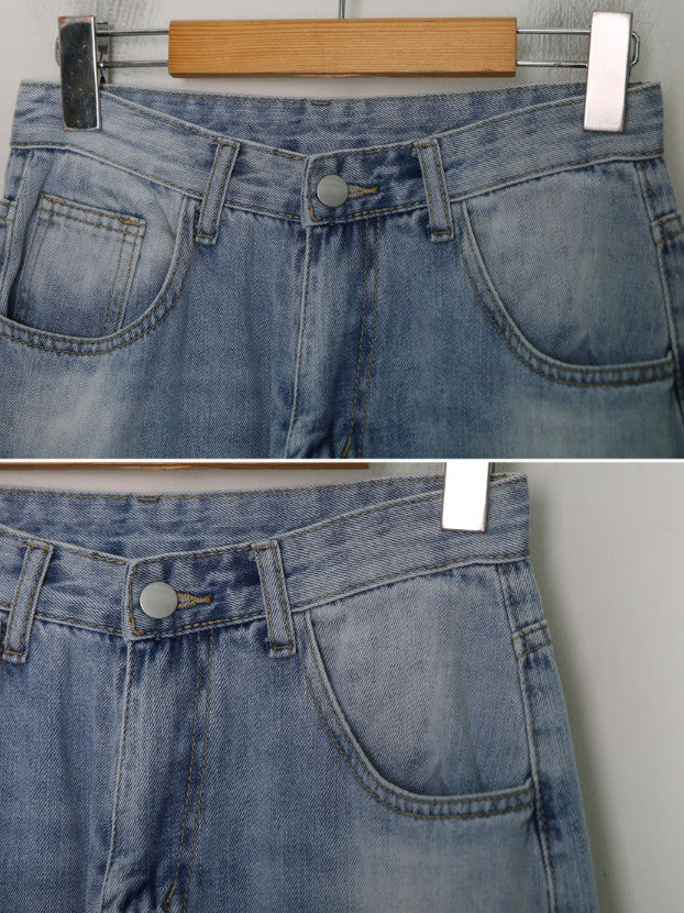 NJ Washed Denim Wide Pants (2color)