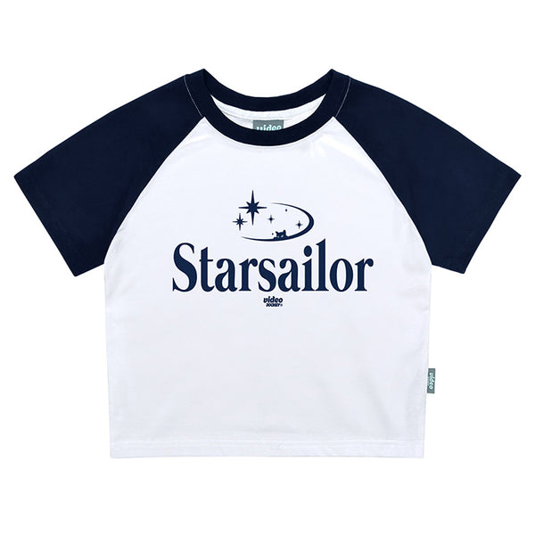 BYEOLBADAUI GOYANGI RAGLAN CROP T-SHIRTS [NAVY]