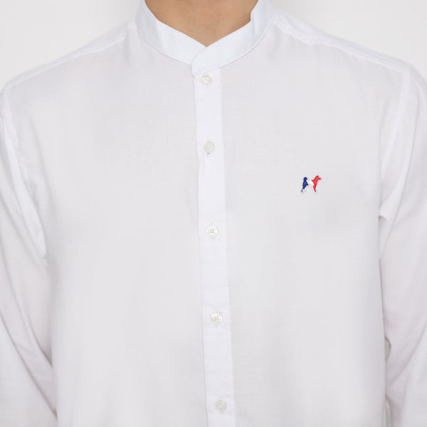 MON AKITA - Toda Men Long Sleeve Shirt White