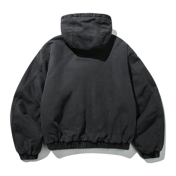 Over Dying Hooded Work Jacket (Charcoal)