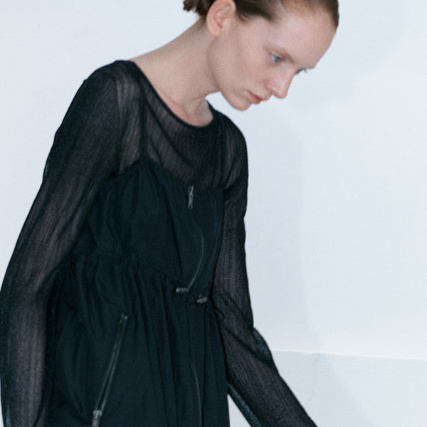 Glittering sheer knit black