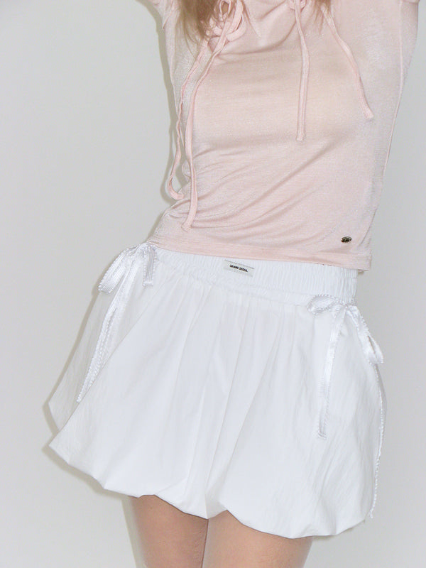 SHIRRING BALLOON SKIRT_WHITE