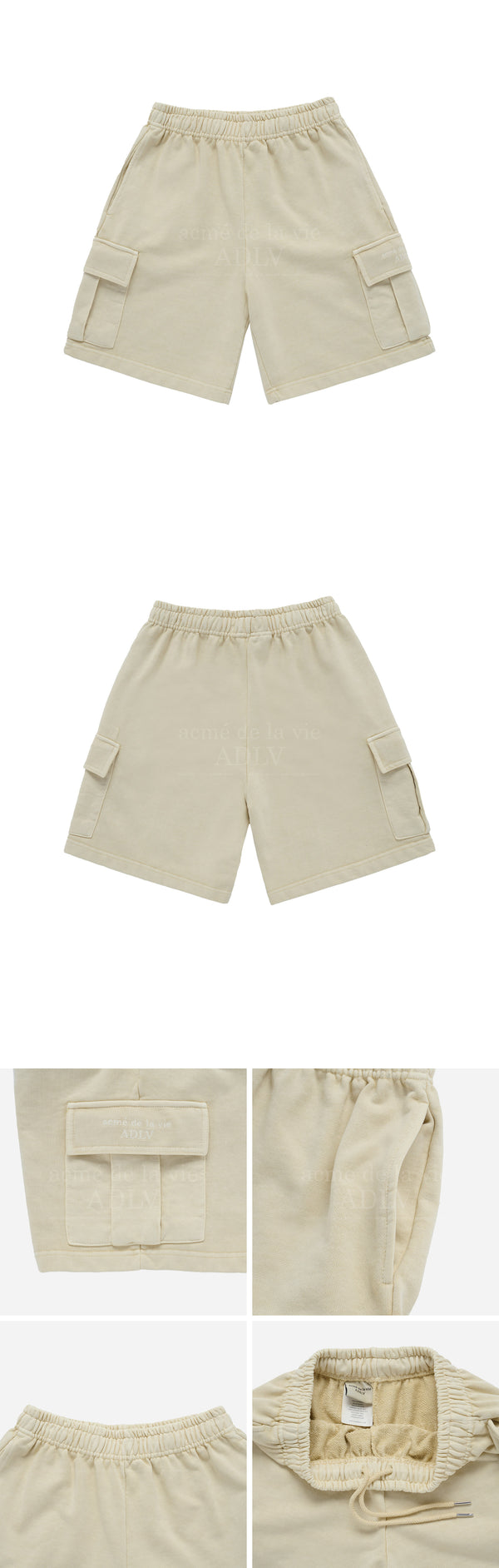 [24SS] BASIC LOGO PIGMENT WASHING CARGO SHORT PANTS BEIGE