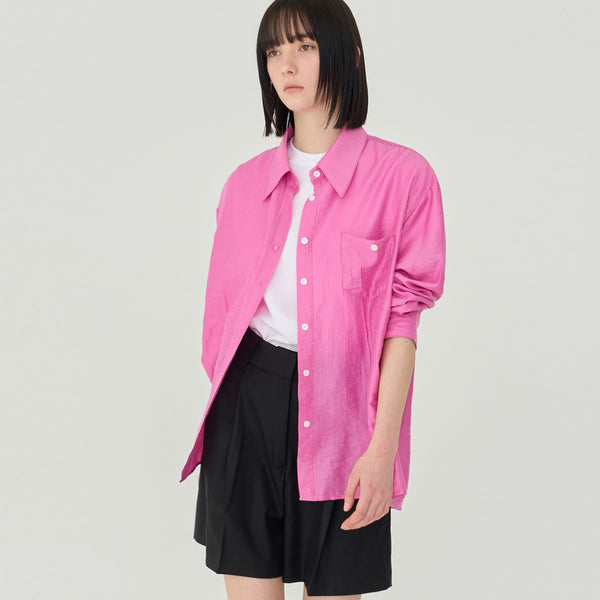 STRIPE OVER-FIT BUTTON SHIRT (PINK)