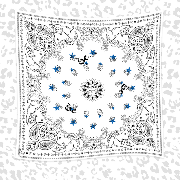 Paisley cat bandana scarf_ white