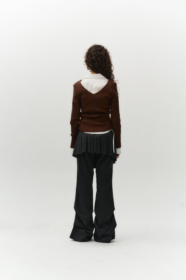 v slim knit (brown)