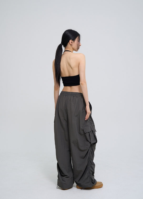 Uni Shirring Wide Cargo Pants