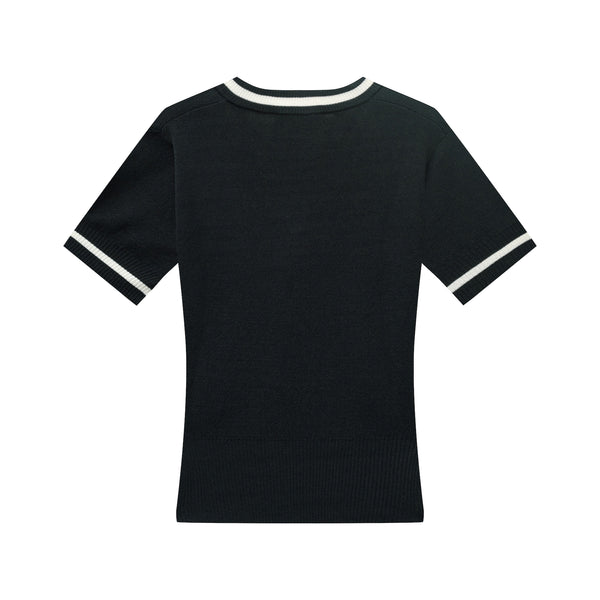 DVRK PRIVÉ BAR LOGO V-NECK KNITTED T-SHIRT - GREY