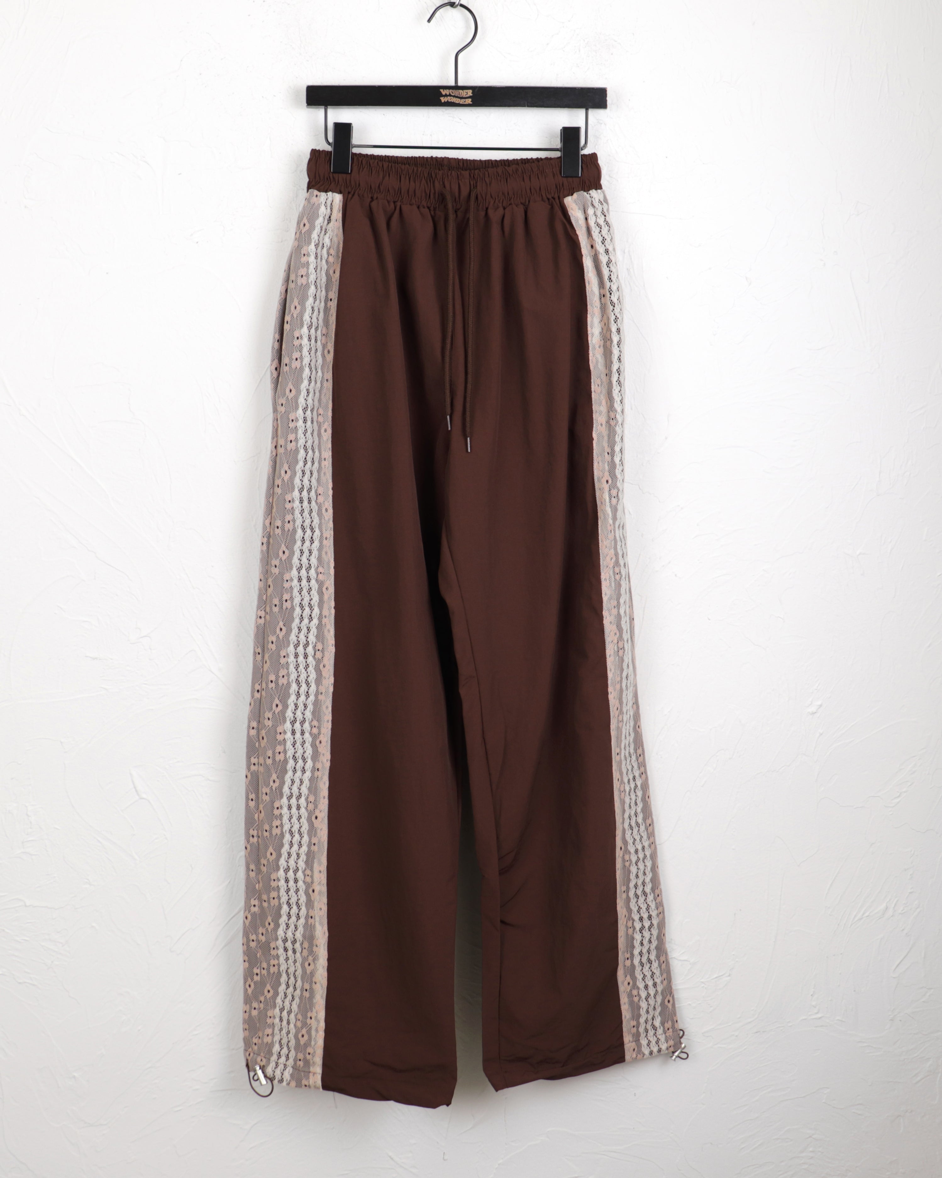 Perin nylon lace color combination two-way long wide jogger pants