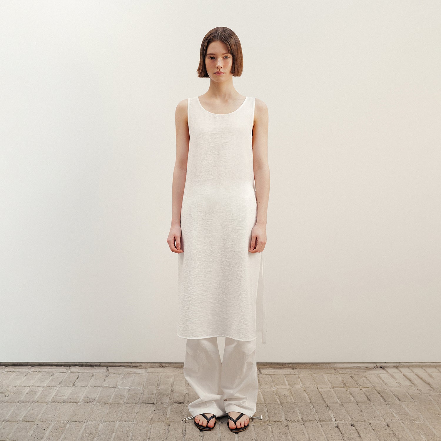 Sheer layered dress (white)
