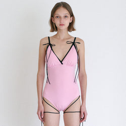  SHIRRING RIBBON SWIMSUIT / PINK