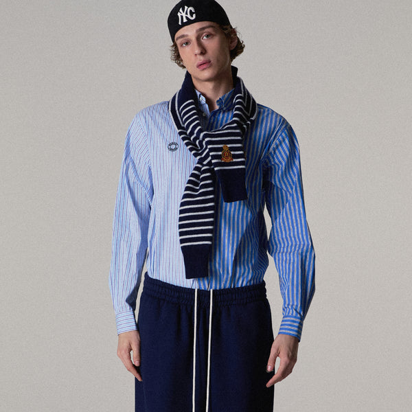 MIXED STRIPE SHIRT STRIPE-BLUE