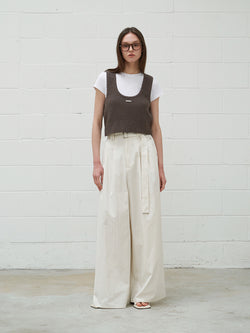 Belt Detail  Wide Pants Cream