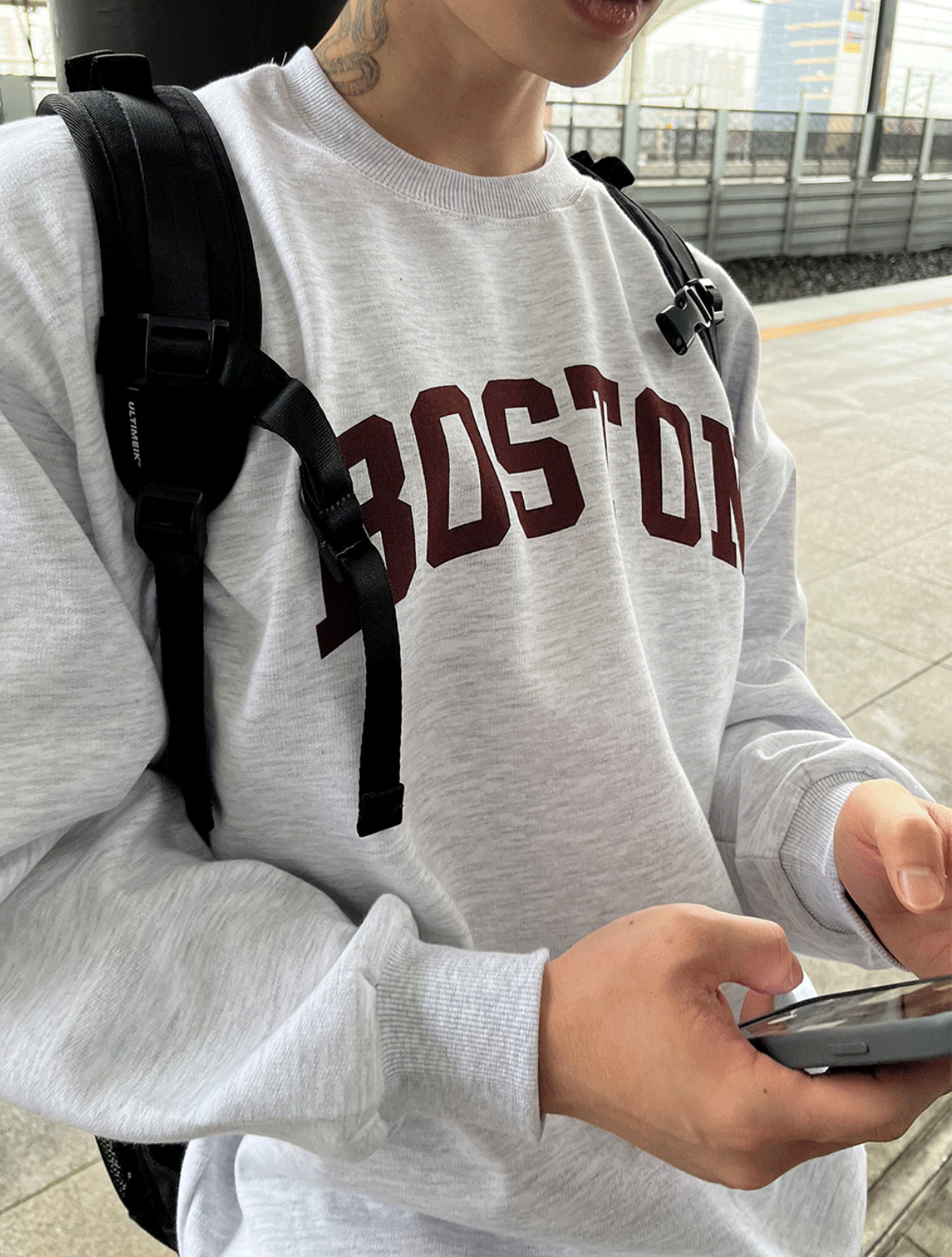 【COSYHARU】Boston Sweatshirt Overfit Boston Oversized Sweatshirt - COSYHARU | 60% - Asian Fashion