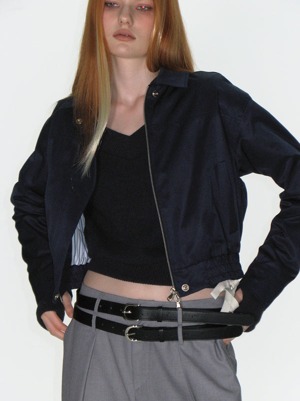 STANDARD COTTON CROP BLOUSON_NAVY