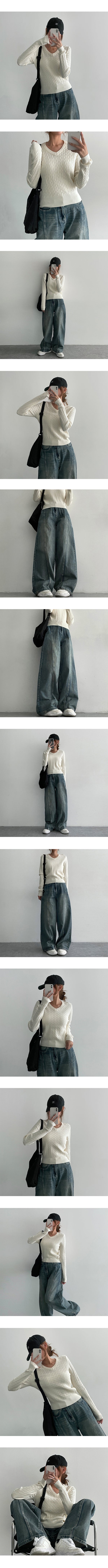 [3 Tier Length] [S–3×L] Benfall Slit Side Snap Wide Denim Pants (4 colors)