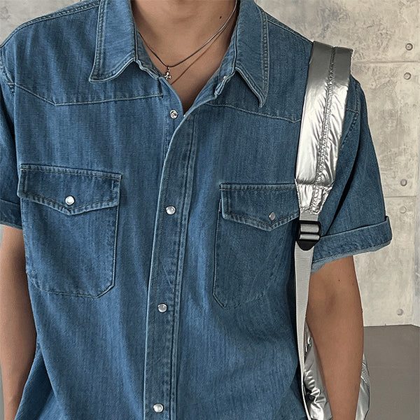 Western Linen Denim Shirt(2color)