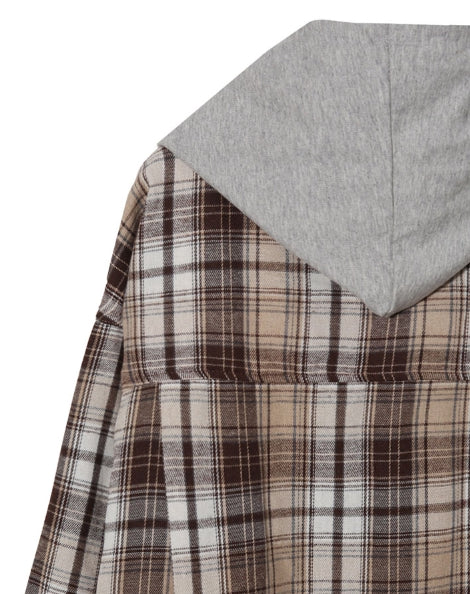 Wake check hooded shirt