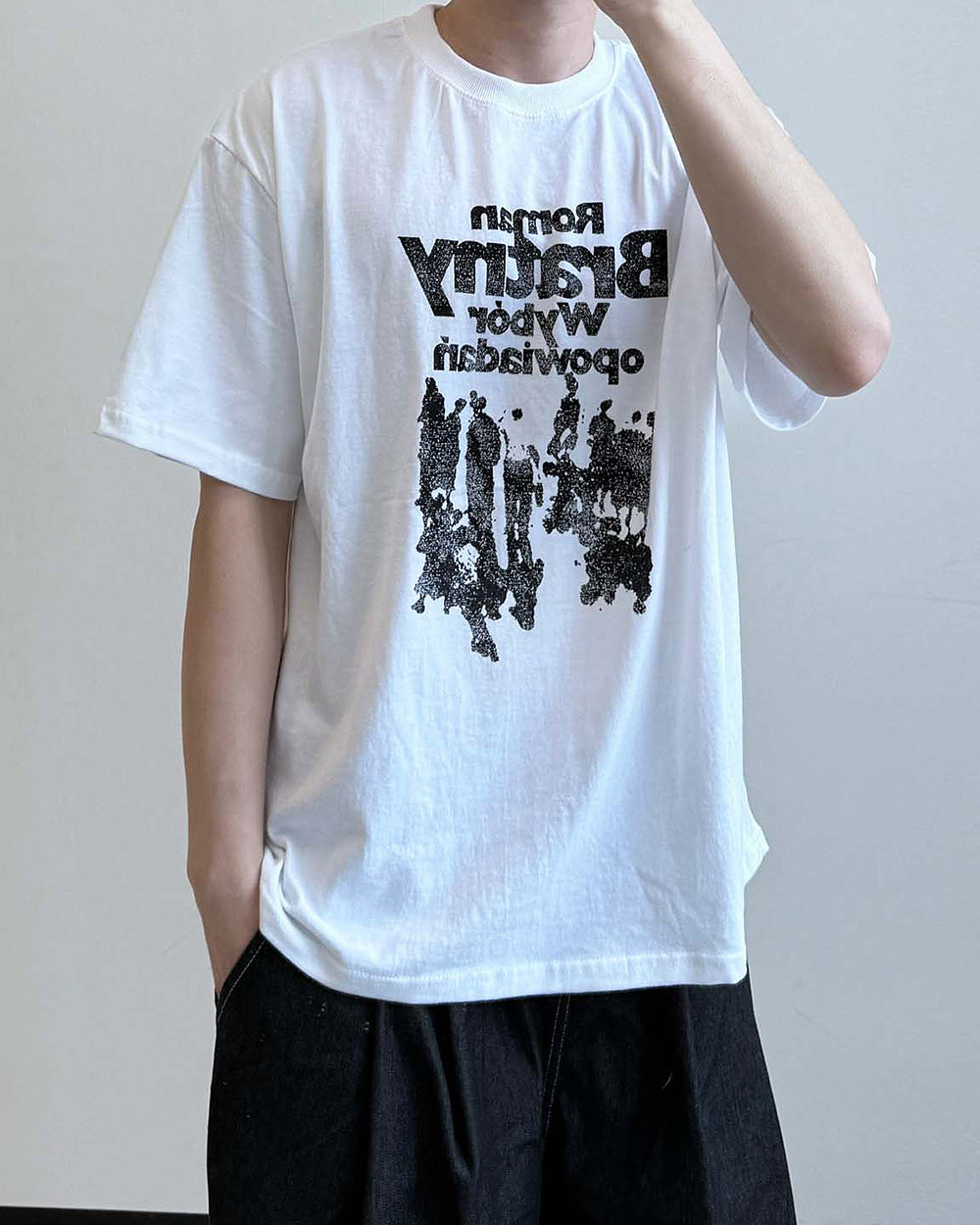 ウィーバー プリント オーバーサイズ ハーフスリーブ Tシャツ