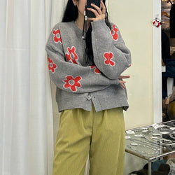 Flower Thick Knit Cardigan_2 colors