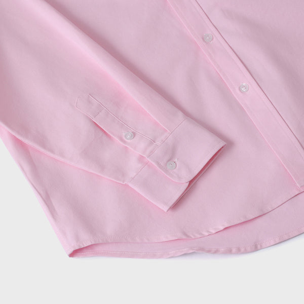 Brown C patch Oxford Long-Sleeved Shirt / Pink [Unisex]