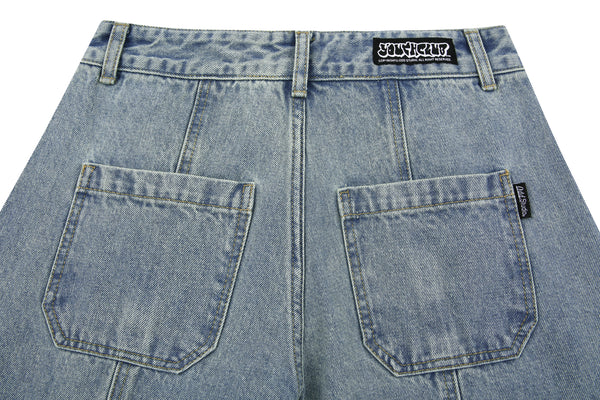 斜め切りワイドデニムパンツ / Diagonal cut wide denim pants