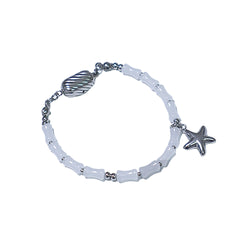 All surgical steel milky gemstone star bracelet