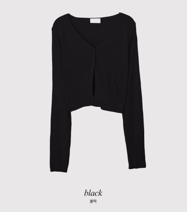 Two Button Rib Crop Knit Cardigan (4color)