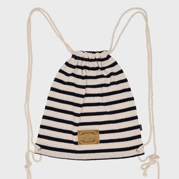 Stripe knit string bag