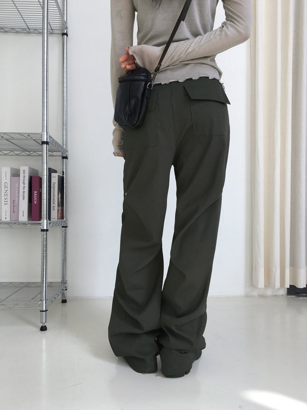 Haas Rivet Pintuck Cotton Wide Pants