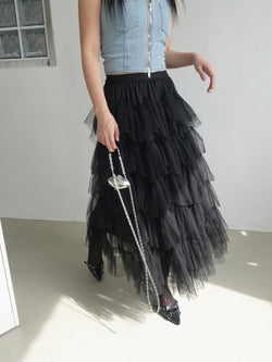 RAPUNZEL FRILL CAN CAN SKIRT (BLACK)