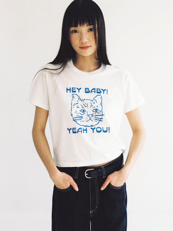 Hey Cat Cropped Tee