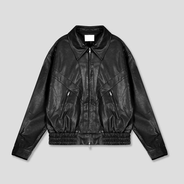 V Leather Jacket (2color)