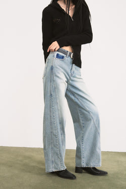  IRREGULAR WIDE DENIM PANTS / BLUE