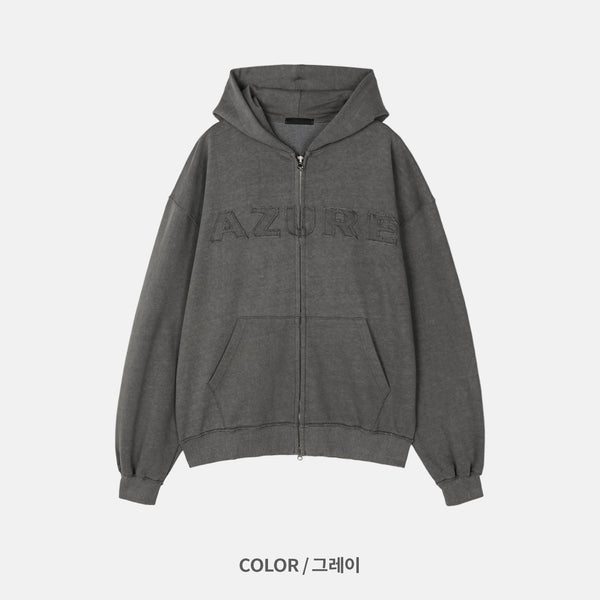 Pigment Applique Hooded Zip Up (3color)