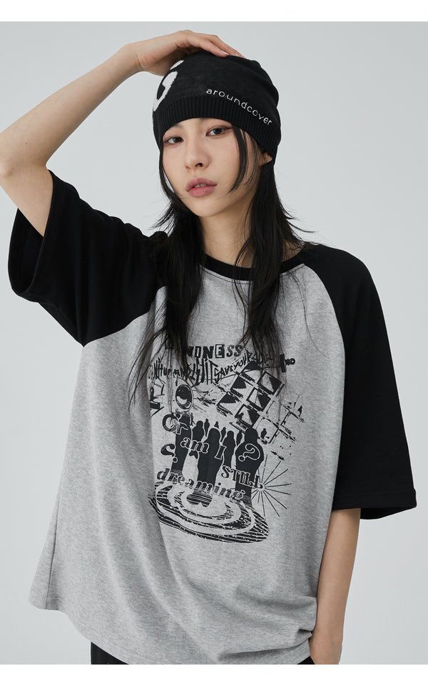 ドリーミングラグランオーバーサイズフィット半袖Tシャツ Gray