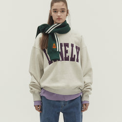 LONELY/LOVELY FLUFF SWEATSHIRT OATMEAL-PURPLE