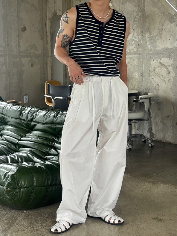 [S/S]ストライプヘンリーネックノースリーブ(3color)
