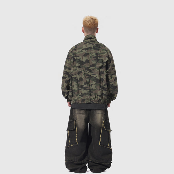 Nylon Rib Camo Zip Up [2color]