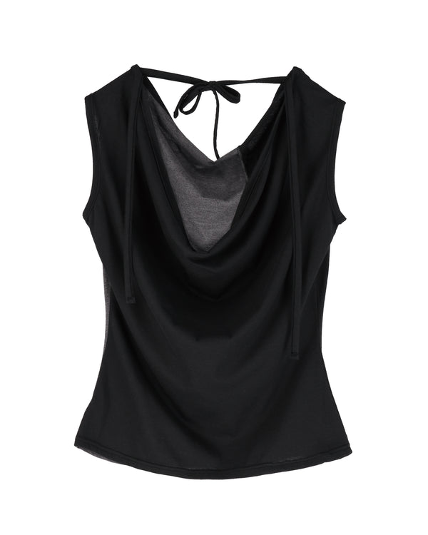 COWL NECK SLEEVELESS (BLACK)