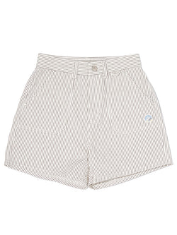 CHERRY STRIPE DENIM SHORT PANTS [LIGHT GRAY]