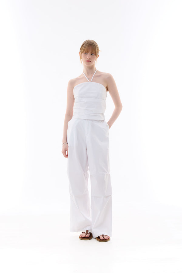 BIJOU PPINTUCK BANDING PANTS / WHITE