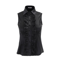  Silk Ruffled Blouse (Black)