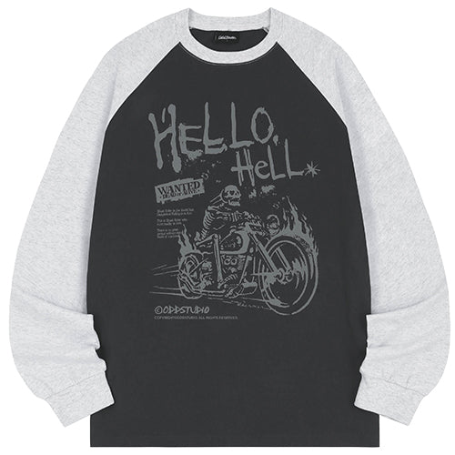 Hello Hell Raglan Oversized Fit Long Sleeve