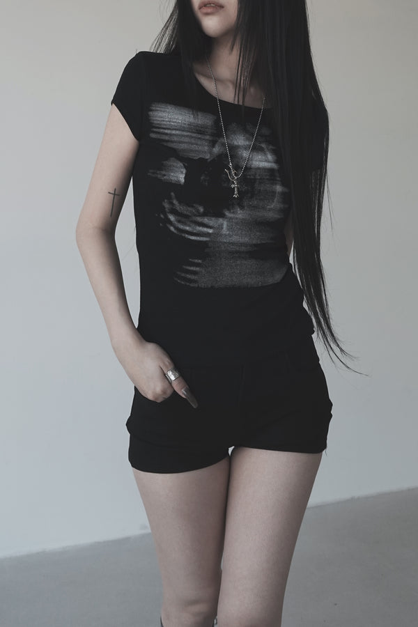 smudge printing short sleeve T (2color)